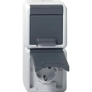 Gira Spatwaterdicht (IP 44) wandcontactdoos randaarde 16A - 250V grijs